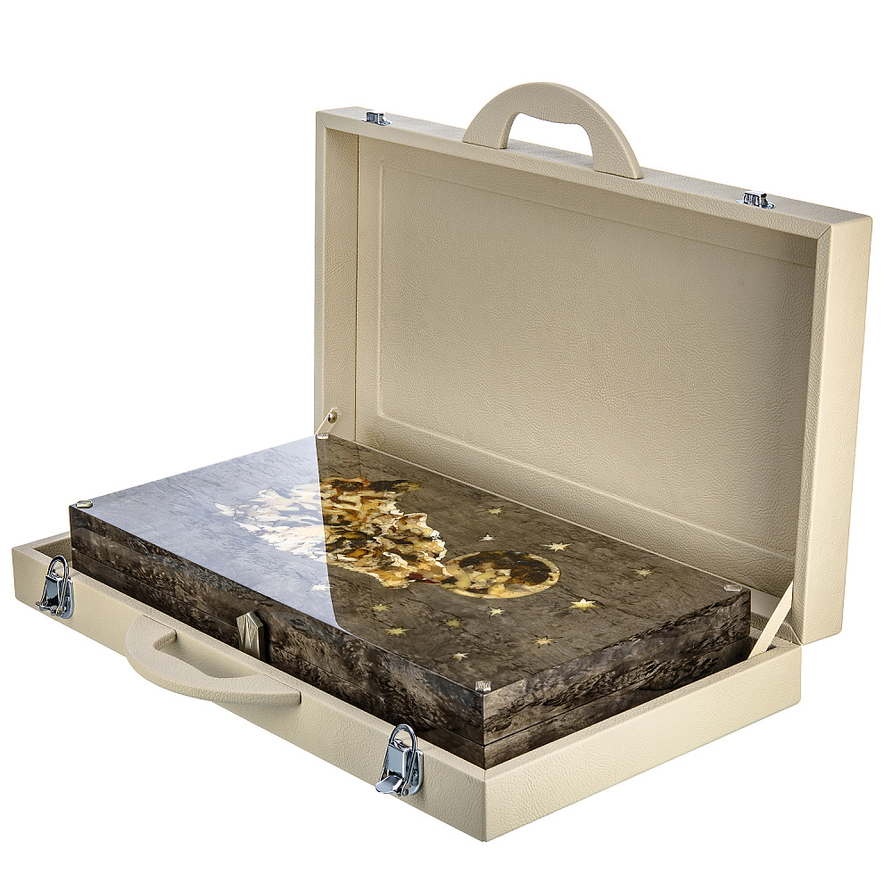 Нарды янтарные «Волк» 52х27 см - интернет магазин Русь Велика я фото 1