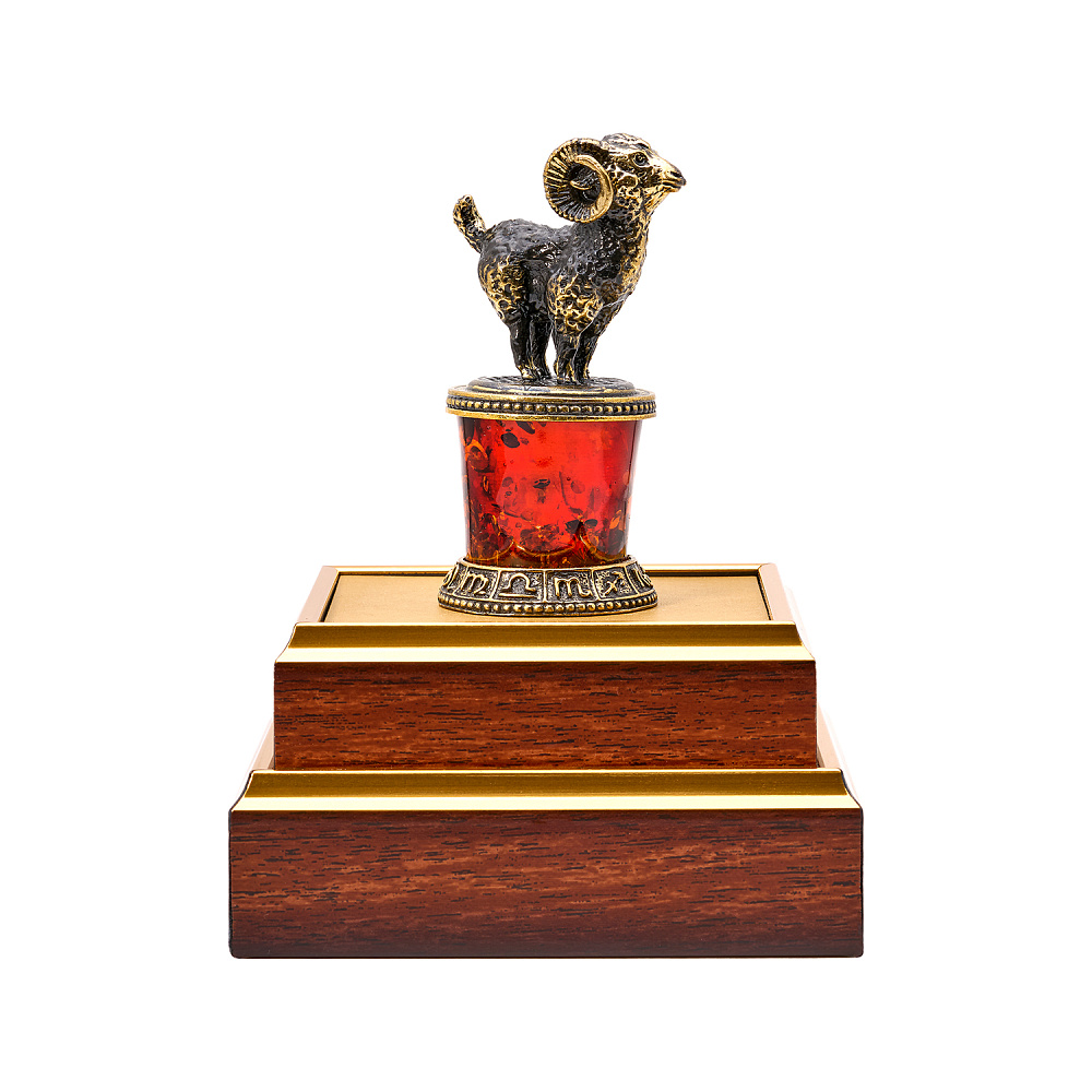 Статуэтка из янтаря и бронзы «Знак Зодиака Овен» - интернет магазин Русь Велика я фото 2