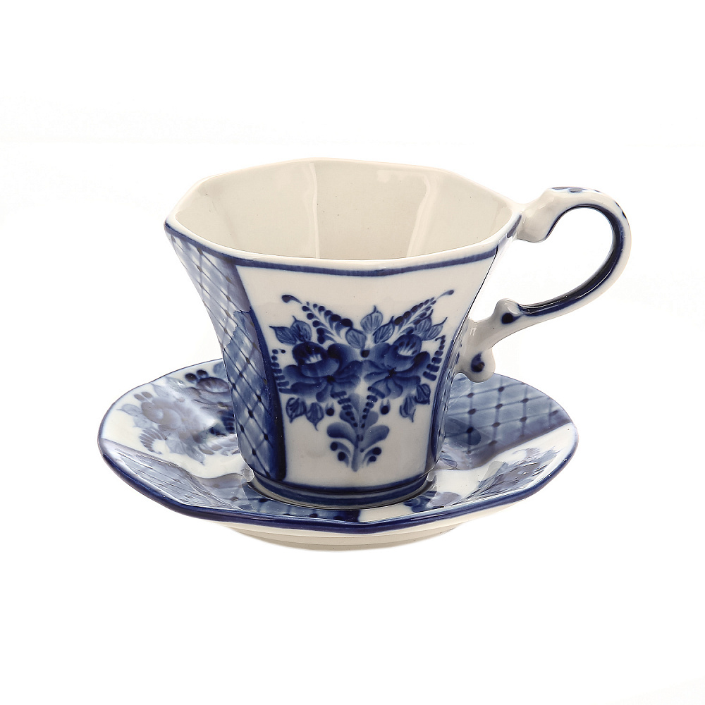 Чайный сервиз на 6 персон «Грань». Гжель - интернет магазин Русь Велика я фото 11