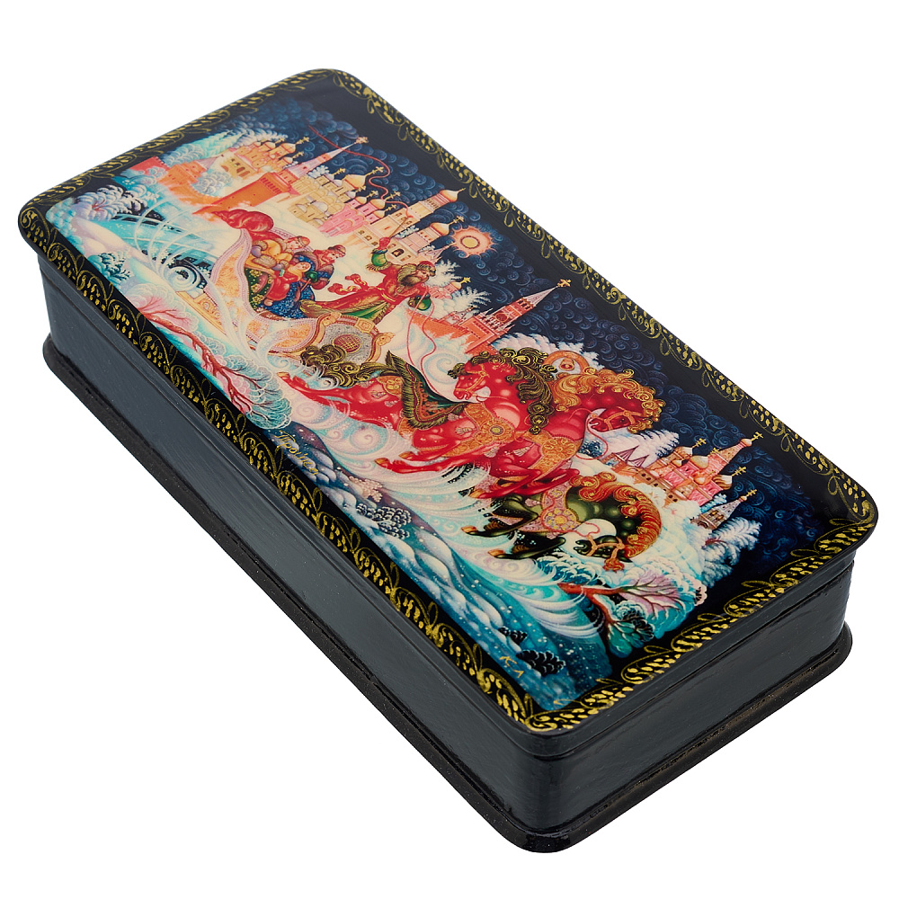 Шкатулка из папье-маше «Тройка. Зима» - интернет магазин Русь Велика я фото 1