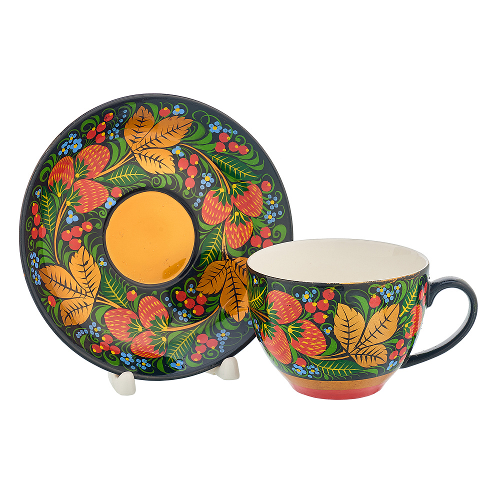 Чайный сервиз на 6 персон «Клубника». Хохлома - интернет магазин Русь Велика я фото 6