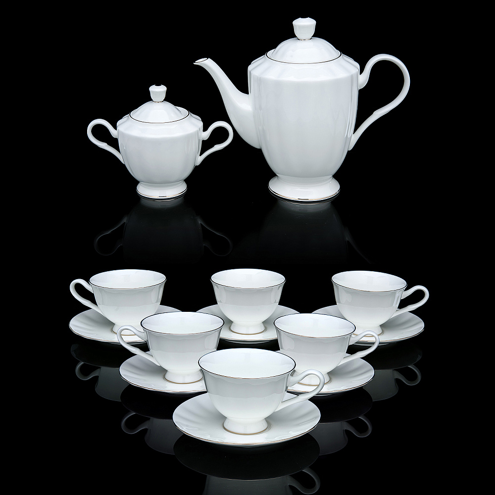 Чайный сервиз на 6 персон «Платиновая лента». Форма Нега. ИФЗ - интернет магазин Русь Велика я 