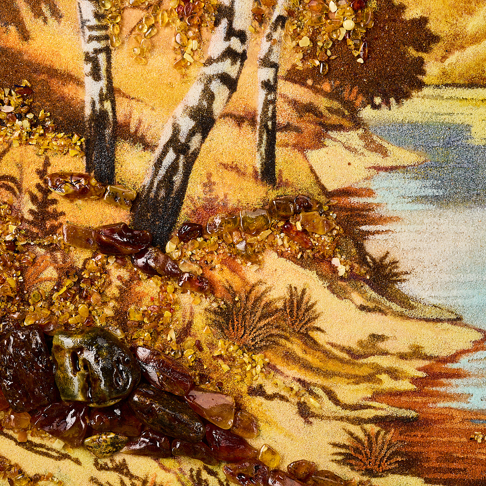 Картина янтарная «Озеро в лесу» 60х80 см - интернет магазин Русь Велика я фото 1