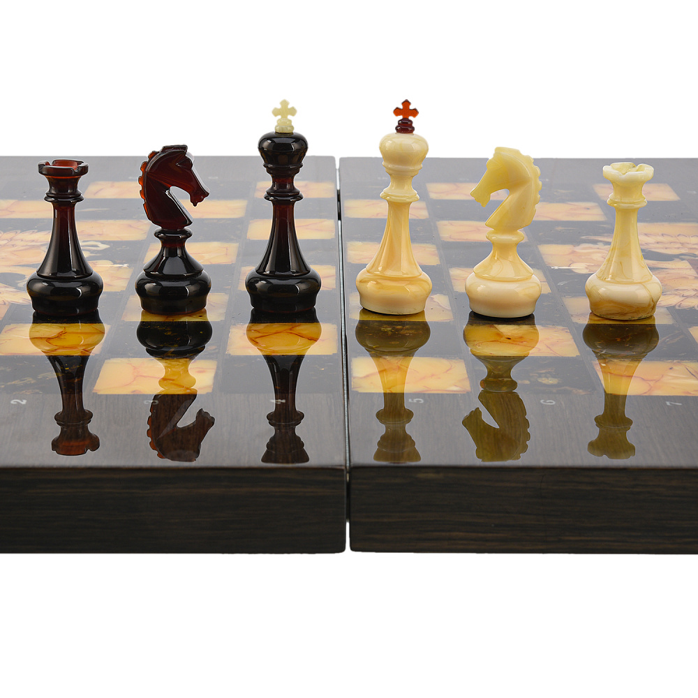 Шахматы с янтарными фигурами «Герб РФ» 56х56 см - интернет магазин Русь Велика я фото 6
