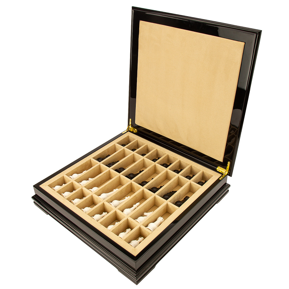 Шахматный ларец с натуральным перламутром и фигурами из кости и дерева 45х45 см - интернет магазин Русь Велика я фото 1