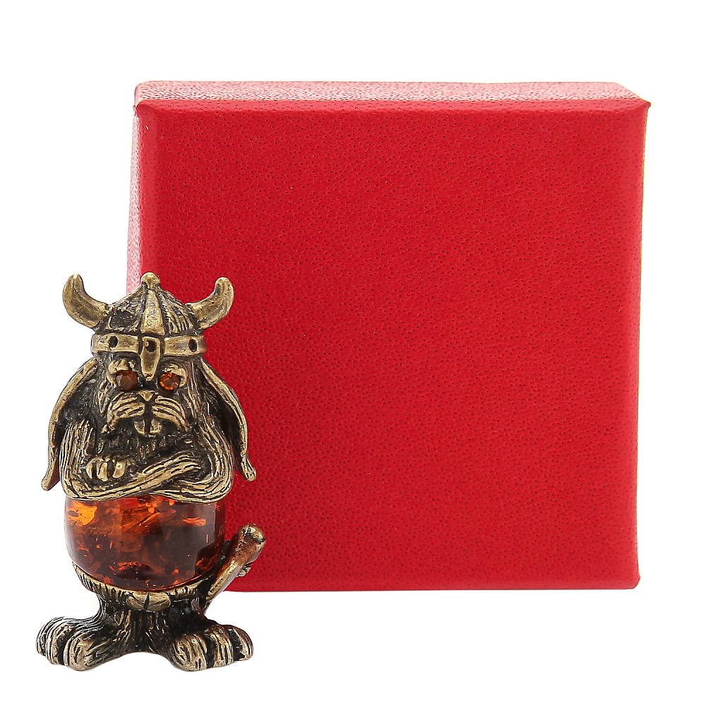 Бронзовая статуэтка с янтарем «Кролик викинг» - интернет магазин Русь Велика я фото 4