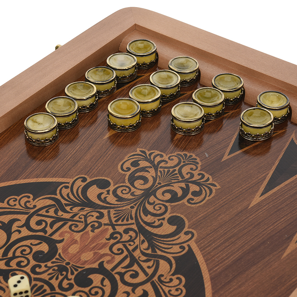 Нарды с кожаной вставкой и янтарными фишками «Золотой питон» 60х30 см - интернет магазин Русь Велика я фото 4