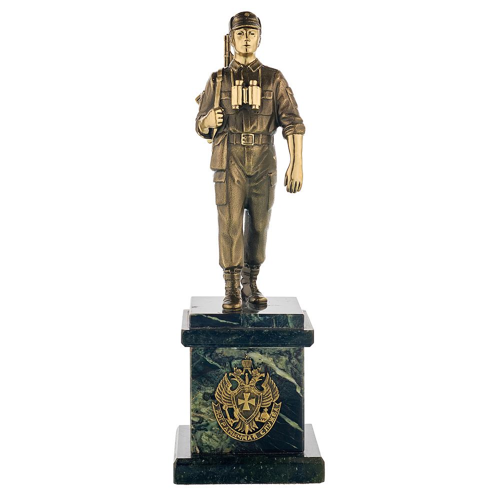 Статуэтка из бронзы и камня «Пограничник» - интернет магазин Русь Велика я 
