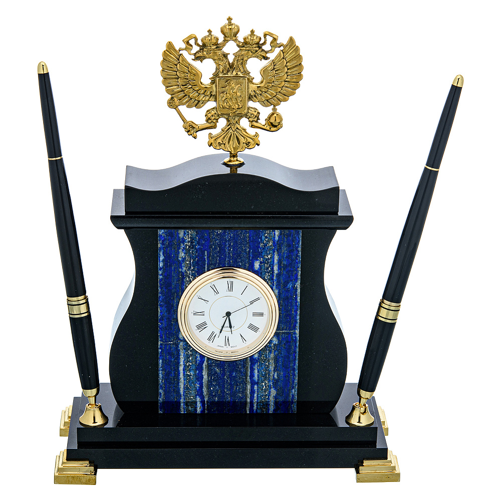 Часы настольные из натурального камня «Герб» - интернет магазин Русь Велика я 