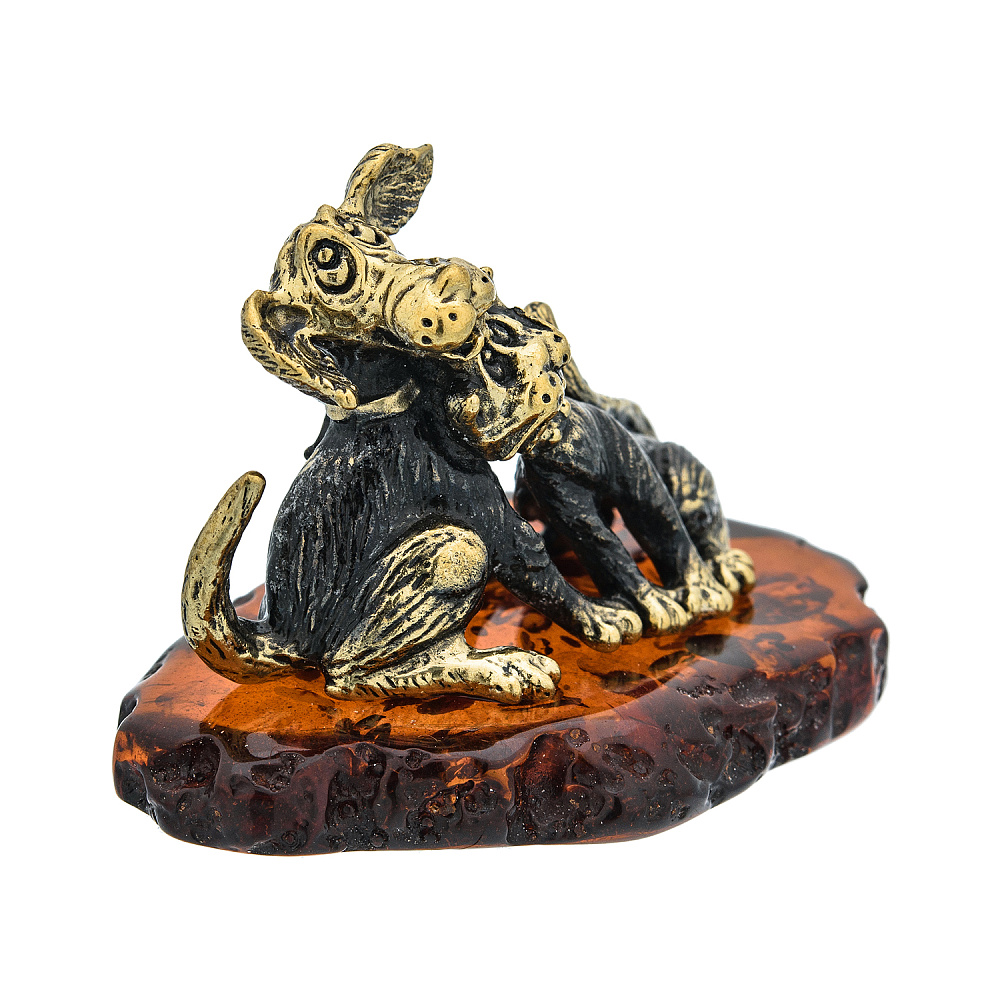 Статуэтка с янтарем «Кот и пес» - интернет магазин Русь Велика я фото 1