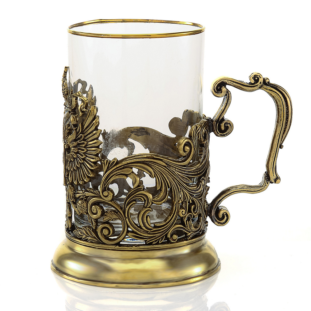 Подстаканник латунный «Герб РФ» - интернет магазин Русь Велика я фото 1