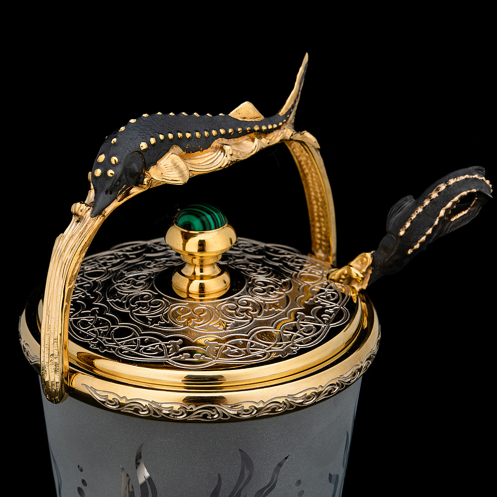 Икорница с ручкой «Каспийское золото». Златоуст - интернет магазин Русь Велика я фото 3