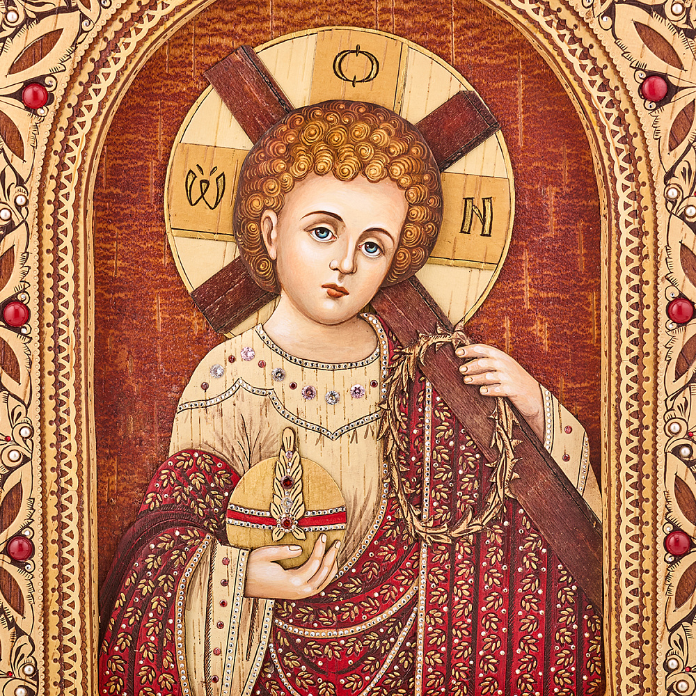 Икона из бересты «Спаситель Мира» 46,5х36,5 см - интернет магазин Русь Велика я фото 1