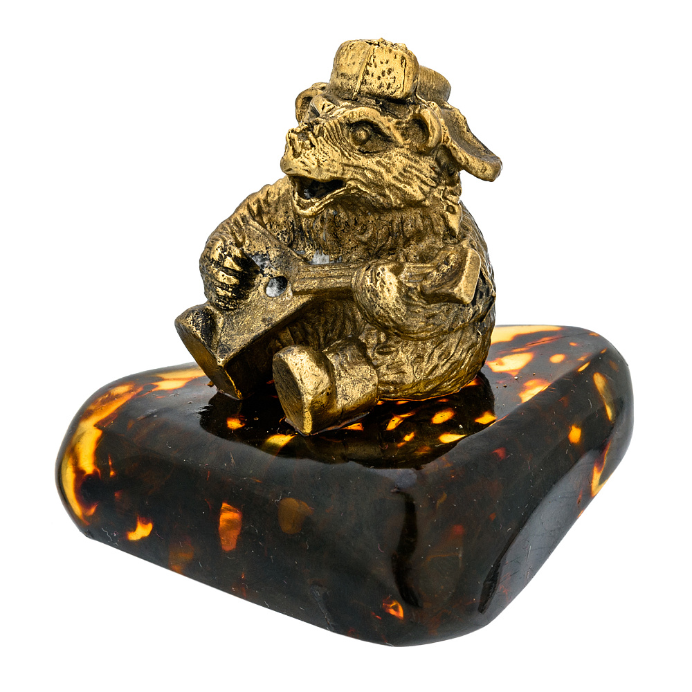 Статуэтка с янтарем «Мишка с балалайкой» - интернет магазин Русь Велика я 