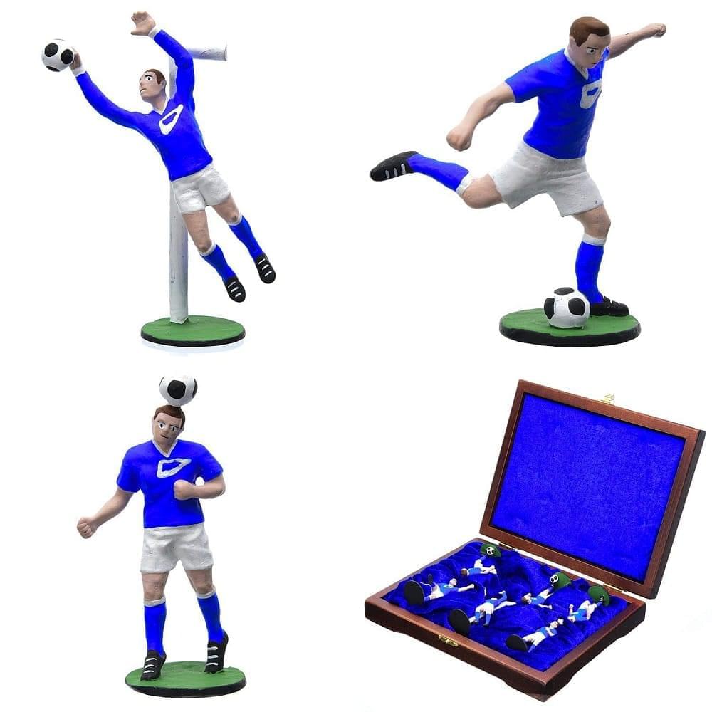 Оловянная миниатюра «Футбол» (цвет сине-белый) в шкатулке - интернет магазин Русь Велика я 