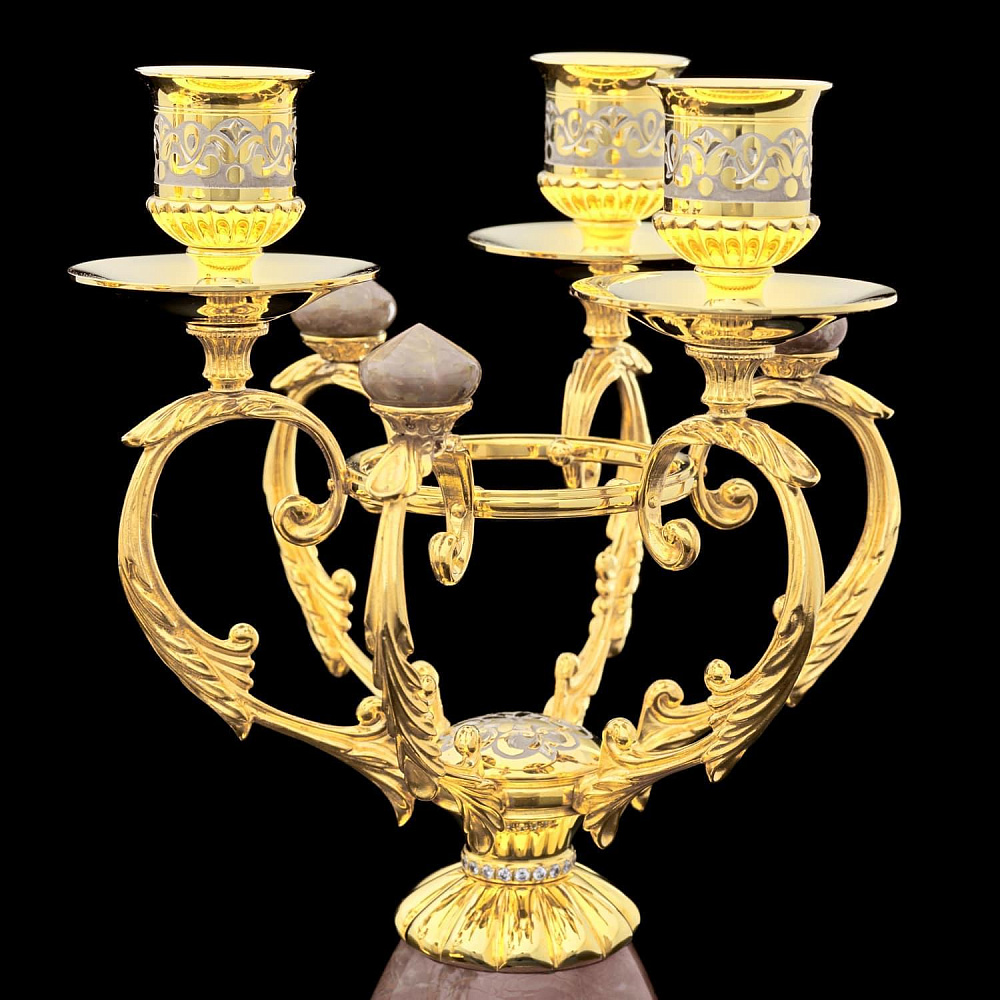 Часы каминные из яшмы и бронзы с двумя 3-х рожковыми канделябрами. Златоуст - интернет магазин Русь Велика я фото 9