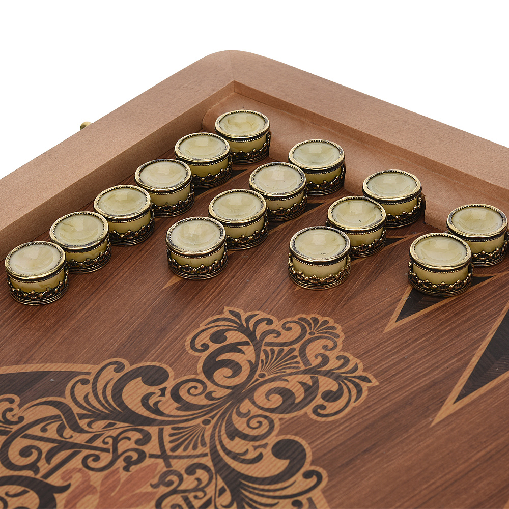 Нарды с кожаной вставкой и янтарными фишками «Кроко» 60х30 см - интернет магазин Русь Велика я фото 4