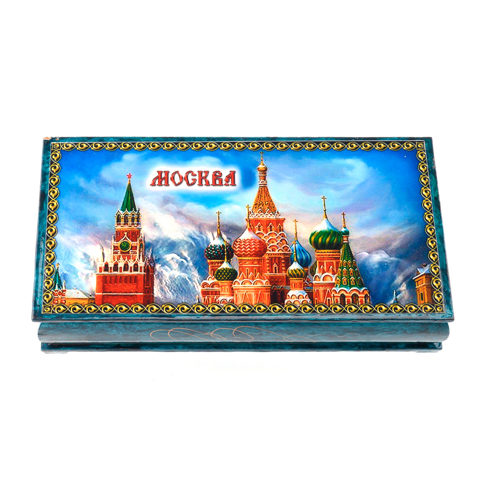 Шкатулка-купюрница из папье-маше с принтом «Москва. Кремль» - интернет магазин Русь Велика я 