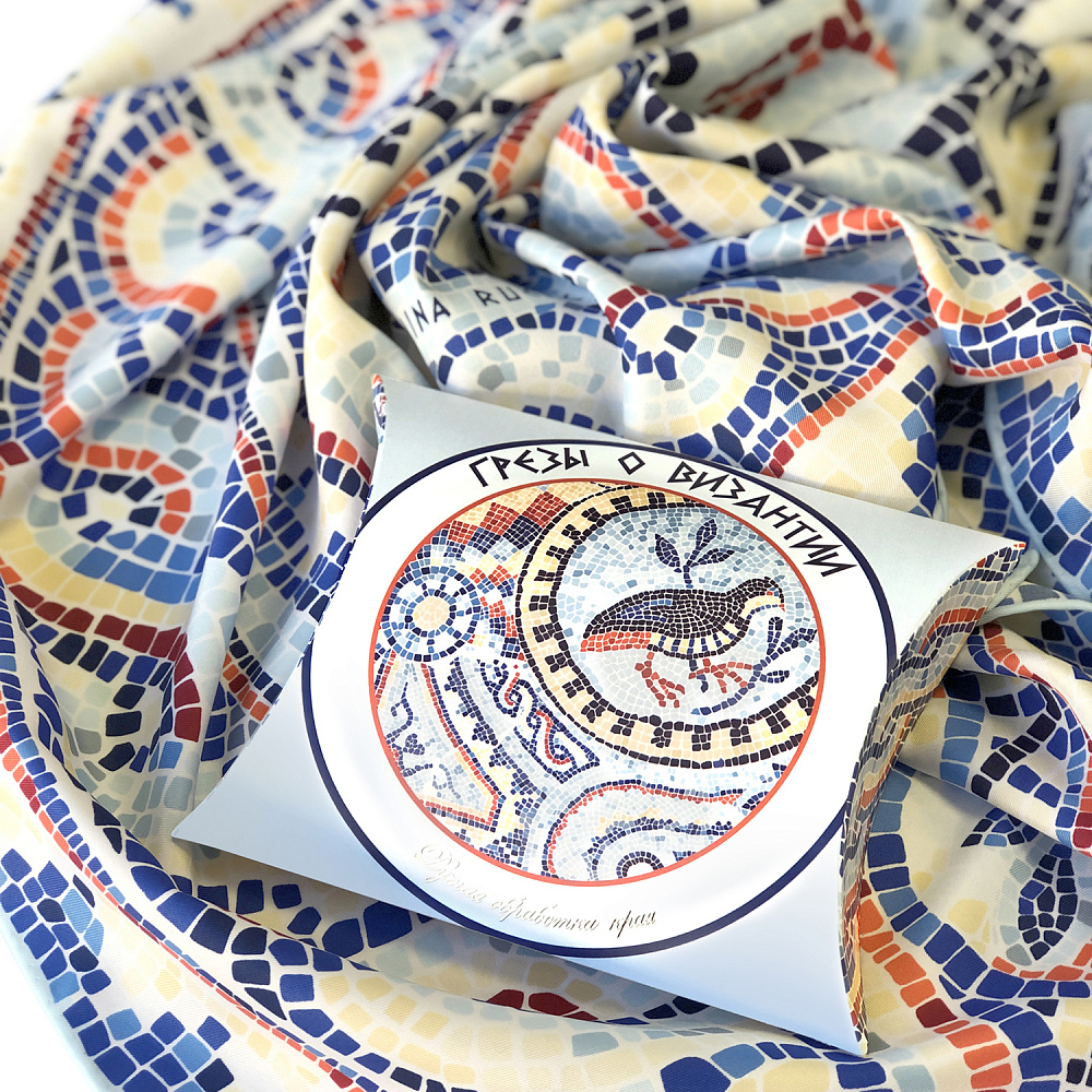 Платок шелковый «Грезы о Византии» 90х90 см - интернет магазин Русь Велика я фото 4