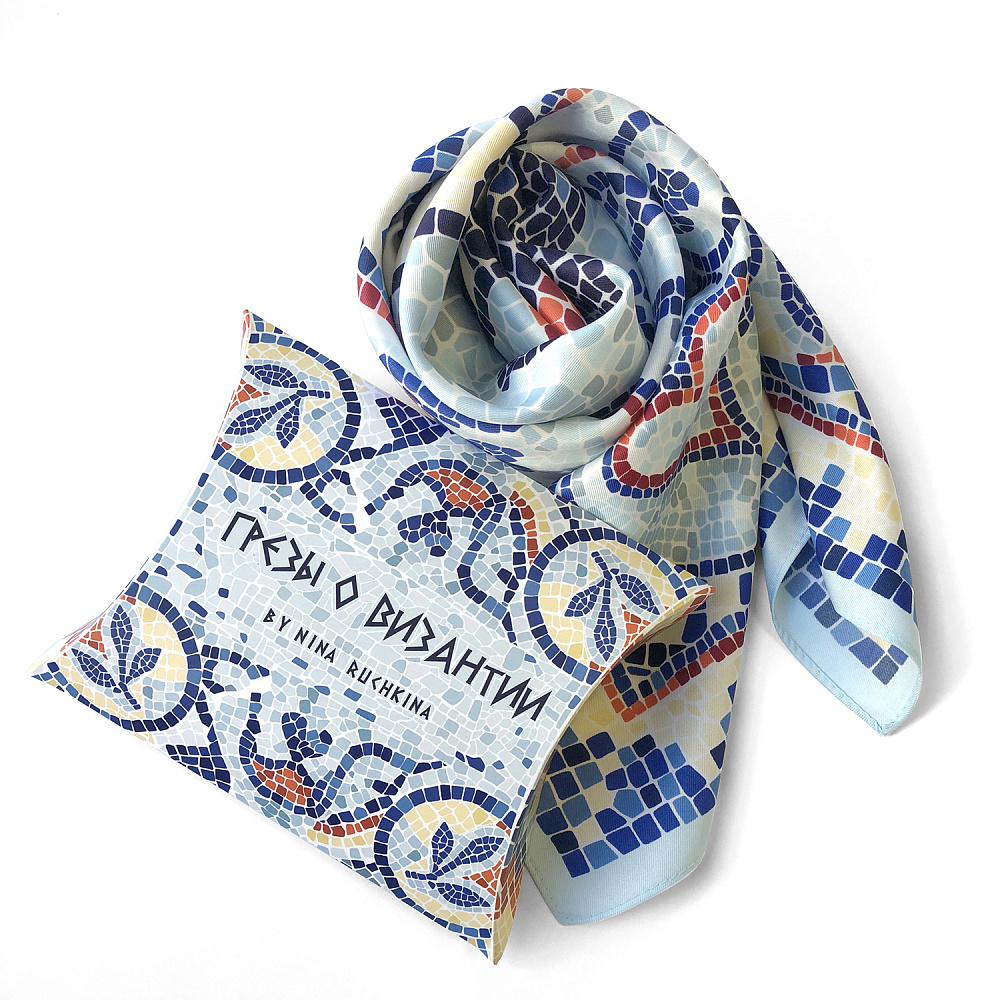 Платок шелковый «Грезы о Византии» 90х90 см - интернет магазин Русь Велика я фото 5