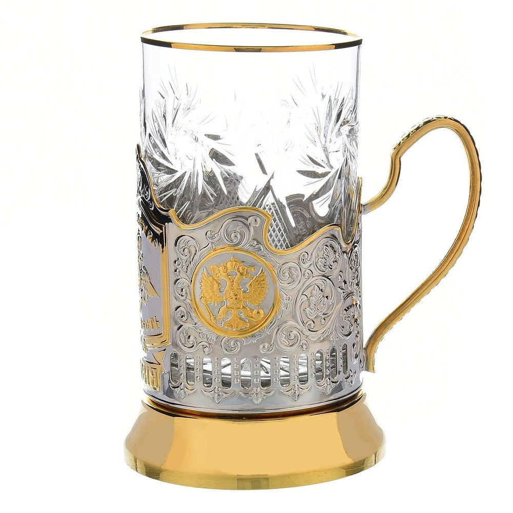 Подстаканник никелированный «Отечество» серебрение/золочение - интернет магазин Русь Велика я фото 1