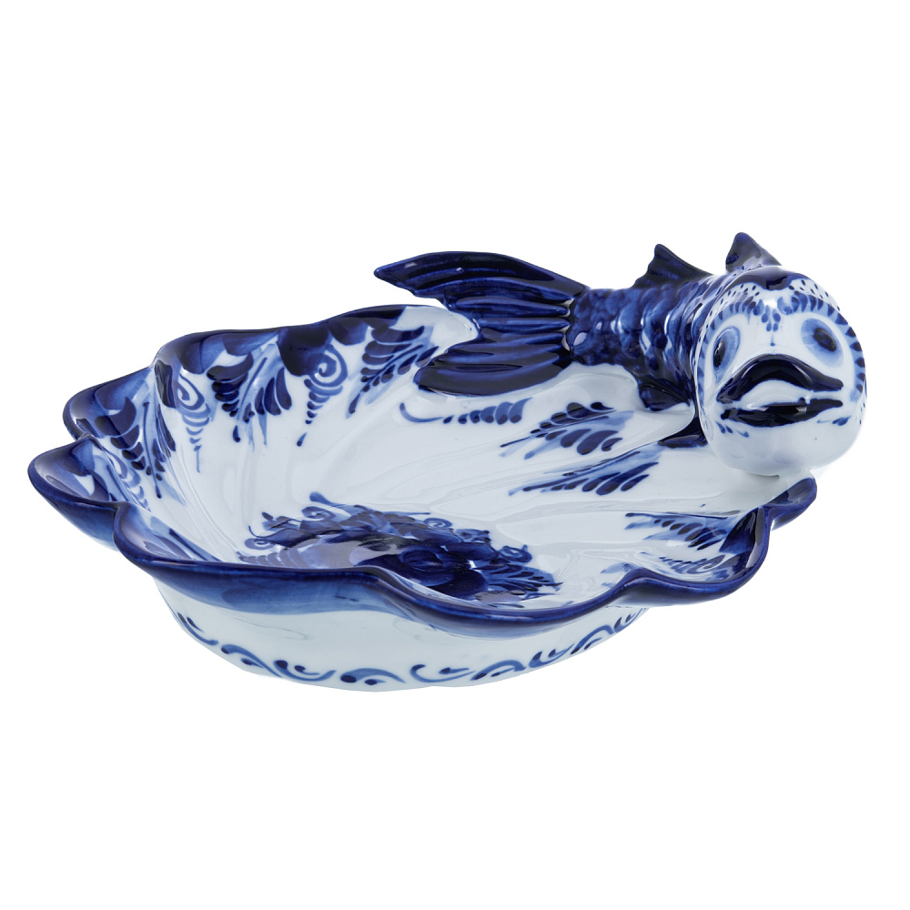 Лоток «Золотая рыбка». Гжель - интернет магазин Русь Велика я фото 1