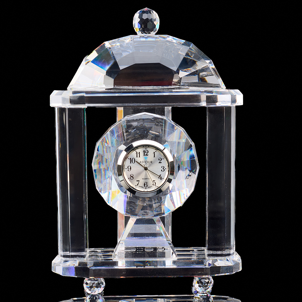 Часы настольные из хрусталя «Беседка» Asfour Crystal - интернет магазин Русь Велика я 