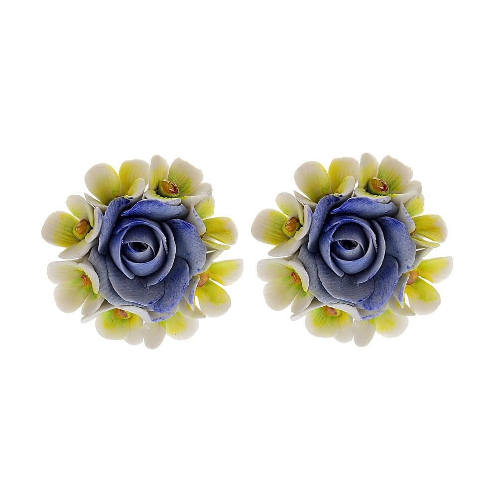 Серьги «Цветы» с фарфоровой лепкой - интернет магазин Русь Велика я 