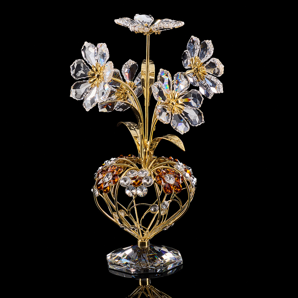 Скульптура из хрусталя «Ваза с цветами» - интернет магазин Русь Велика я 