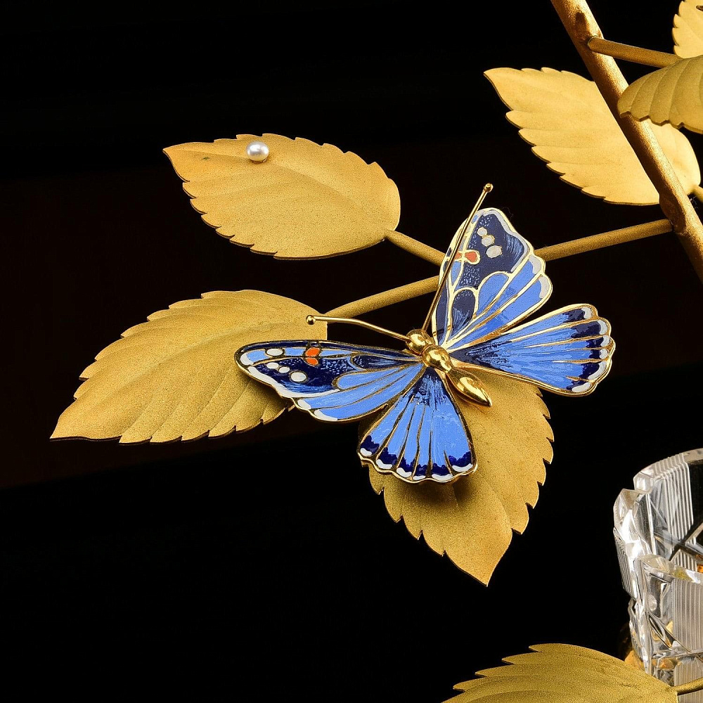 Хрустальная ваза с розами из латуни с позолотой. Златоуст - интернет магазин Русь Велика я фото 4