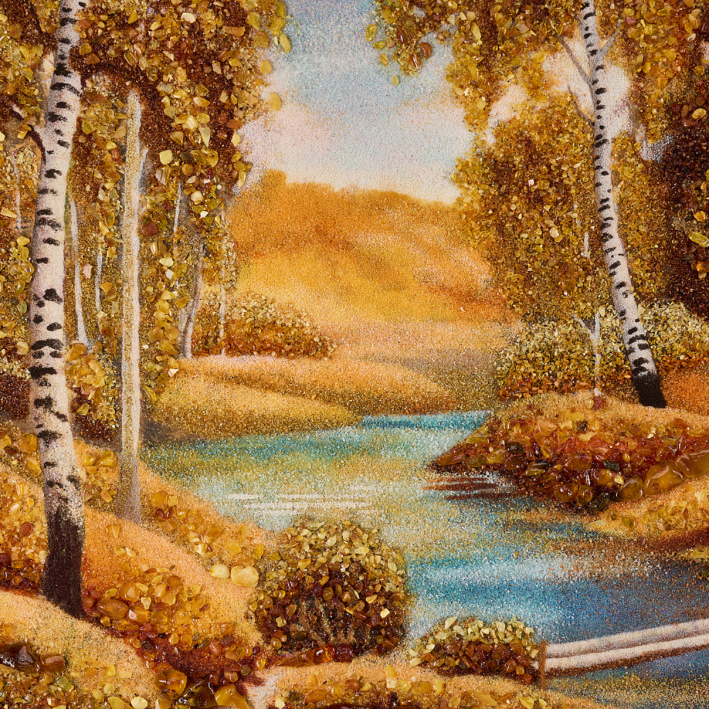 Картина янтарная «Осеннее настроение. Березки» 60х40 см - интернет магазин Русь Велика я фото 1