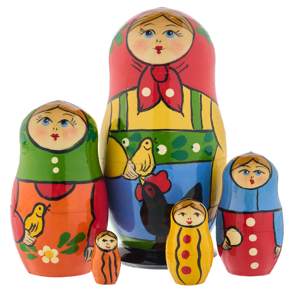 Матрешка «Традиционная с курицей» 5 мест - интернет магазин Русь Велика я 