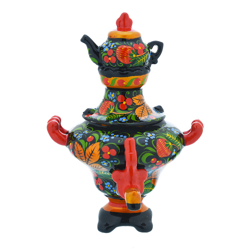 Сувенирный самовар-шкатулка «Клубника». Хохлома - интернет магазин Русь Велика я 