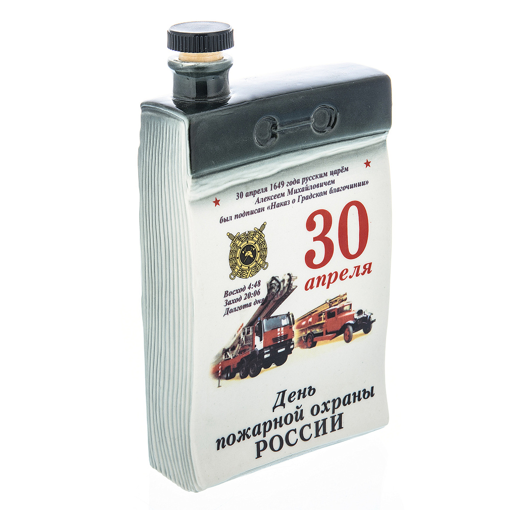 Штоф со стопками «Календарь. День Пожарной Охраны». Гжель - интернет магазин Русь Велика я фото 1