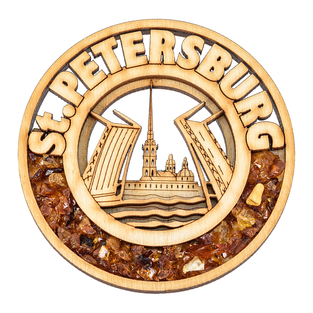 Магнит с янтарной крошкой «Санкт-Петербург» - интернет магазин Русь Велика я 