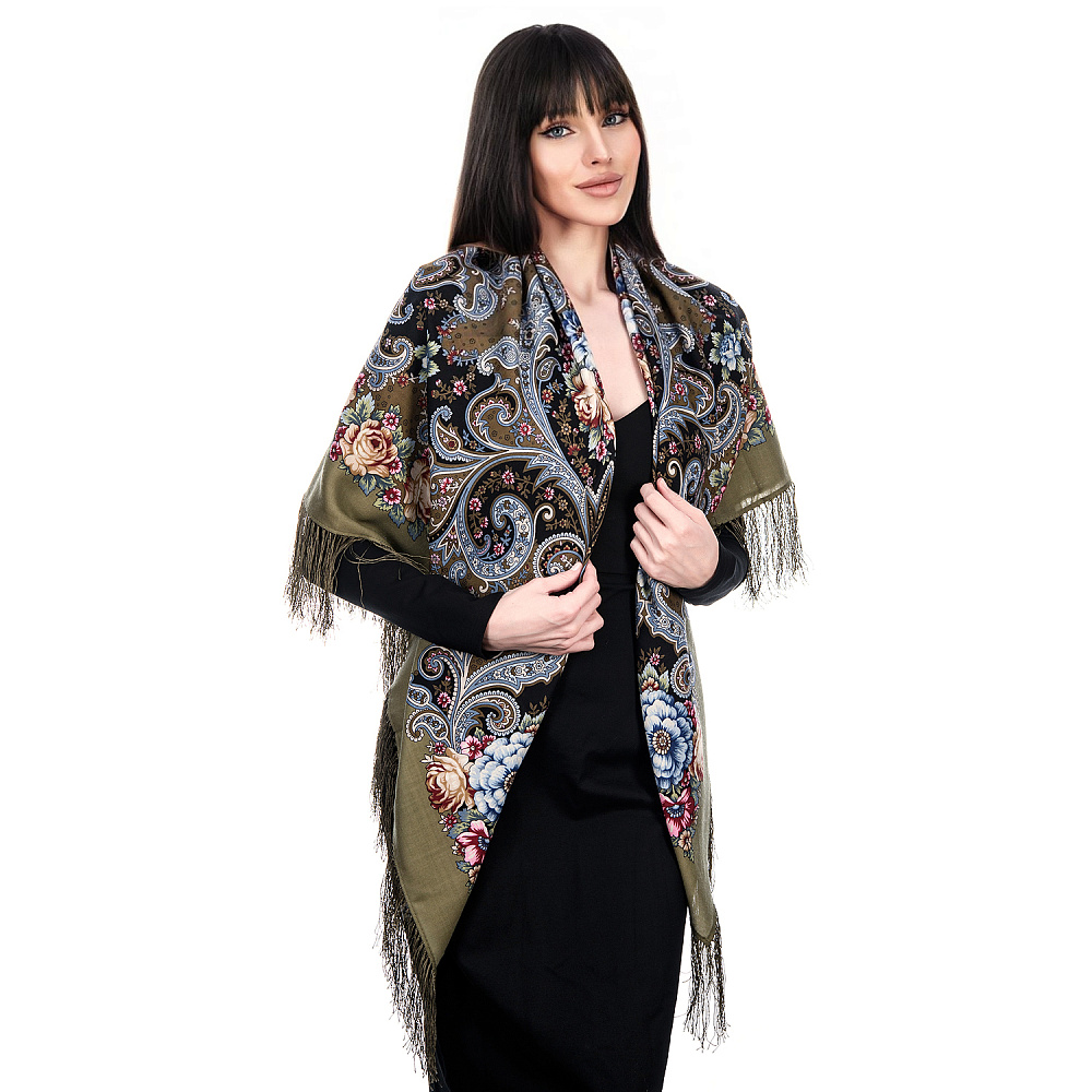 Платок ПавлоПосадский шерстяной «Мечты о счастье» 125х125 см - интернет магазин Русь Велика я фото 1