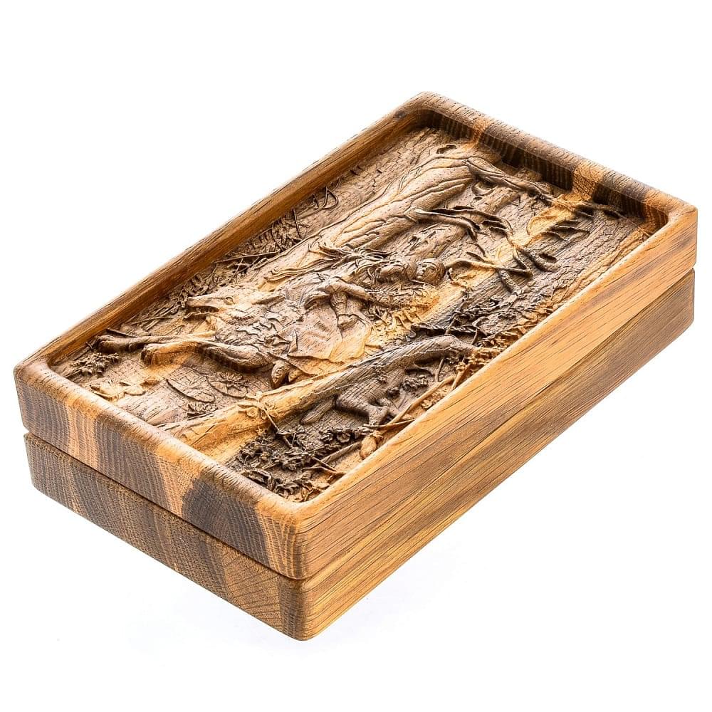 0051031/Домино D6 в резной дубовой шкатулке «Иван-царевич на Сером Волке» RTD-304.M - интернет магазин Русь Велика я 