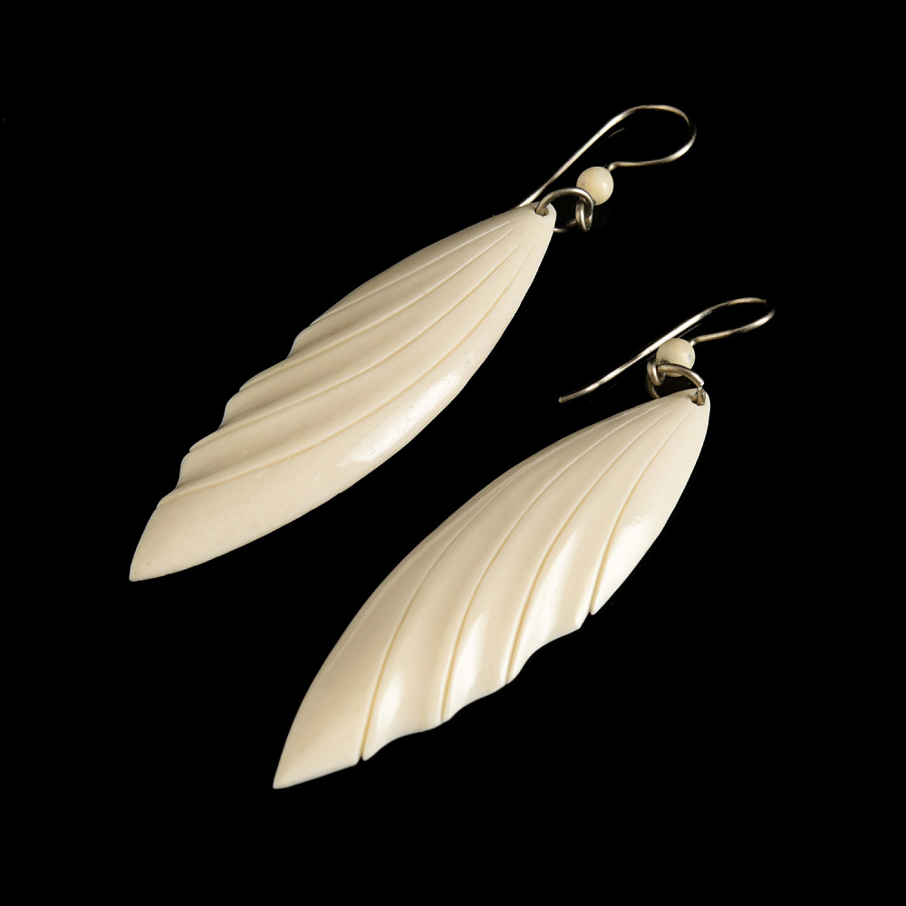 Серьги из бивня мамонта «Листик» - интернет магазин Русь Велика я фото 1