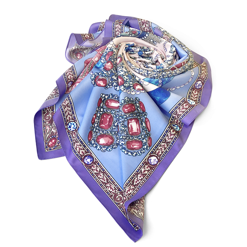 Платок шелковый «Драгоценности Екатерины Великой» 90х90 см - интернет магазин Русь Велика я фото 1