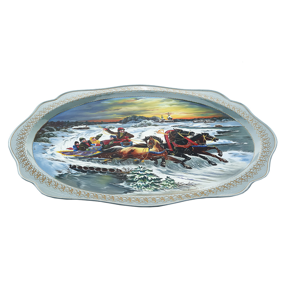 Поднос расписной «Тройка» 48 х 60 см - интернет магазин Русь Велика я фото 2