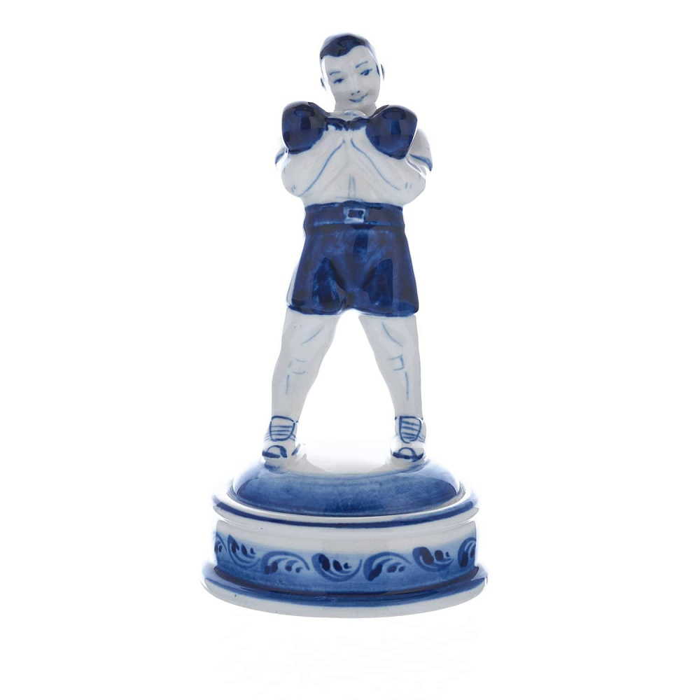 Статуэтка «Гиревик». Гжель - интернет магазин Русь Велика я 