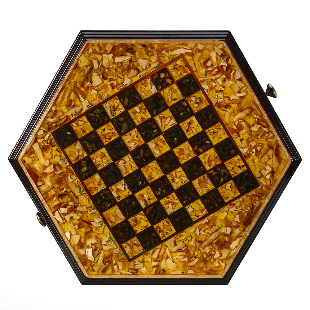 Шахматы с инкрустацией и фигурами из янтаря «Тело Платона» 46х46 см - интернет магазин Русь Велика я фото 11