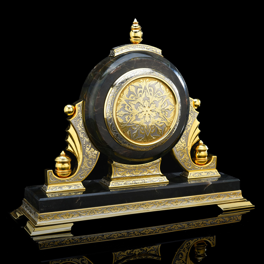 Часы настольные из камня с позолотой. Златоуст - интернет магазин Русь Велика я фото 4