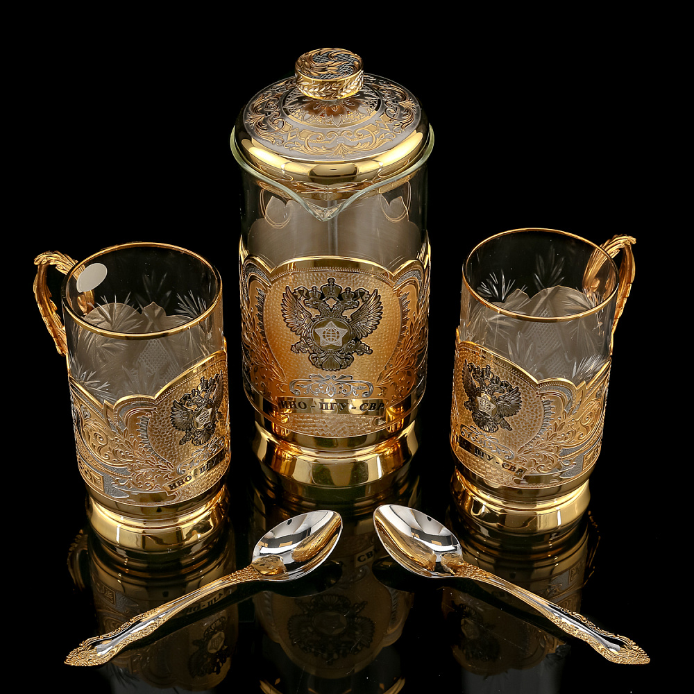 Чайный набор с френч-прессом и подстаканниками «СВР». Златоуст - интернет магазин Русь Велика я фото 8