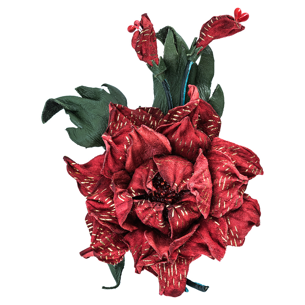 Брошь из натуральной кожи «Цветок» - интернет магазин Русь Велика я 