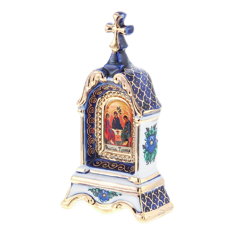 Киот настольный «Троица». Гжель 5х10 см - интернет магазин Русь Велика я фото 1