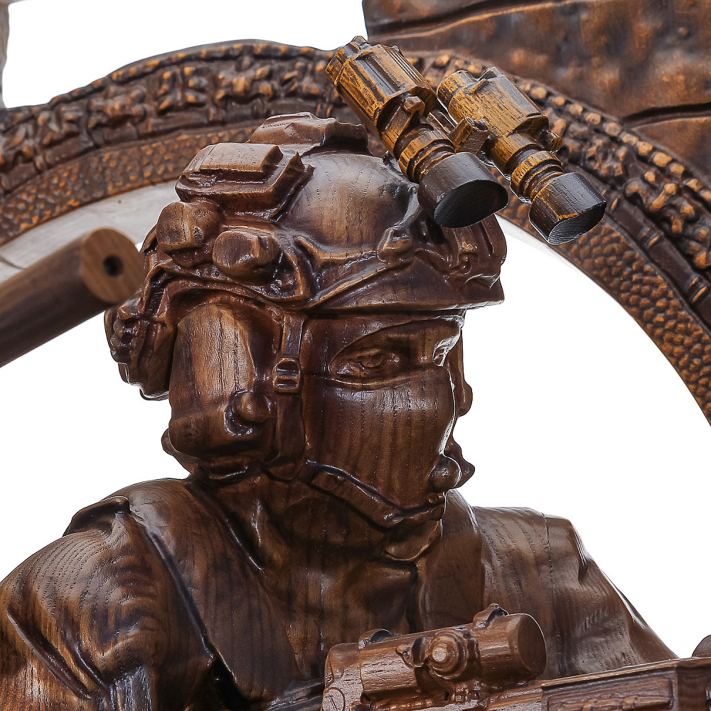 Деревянные резные часы «ССО». Высота 102 см - интернет магазин Русь Велика я фото 9