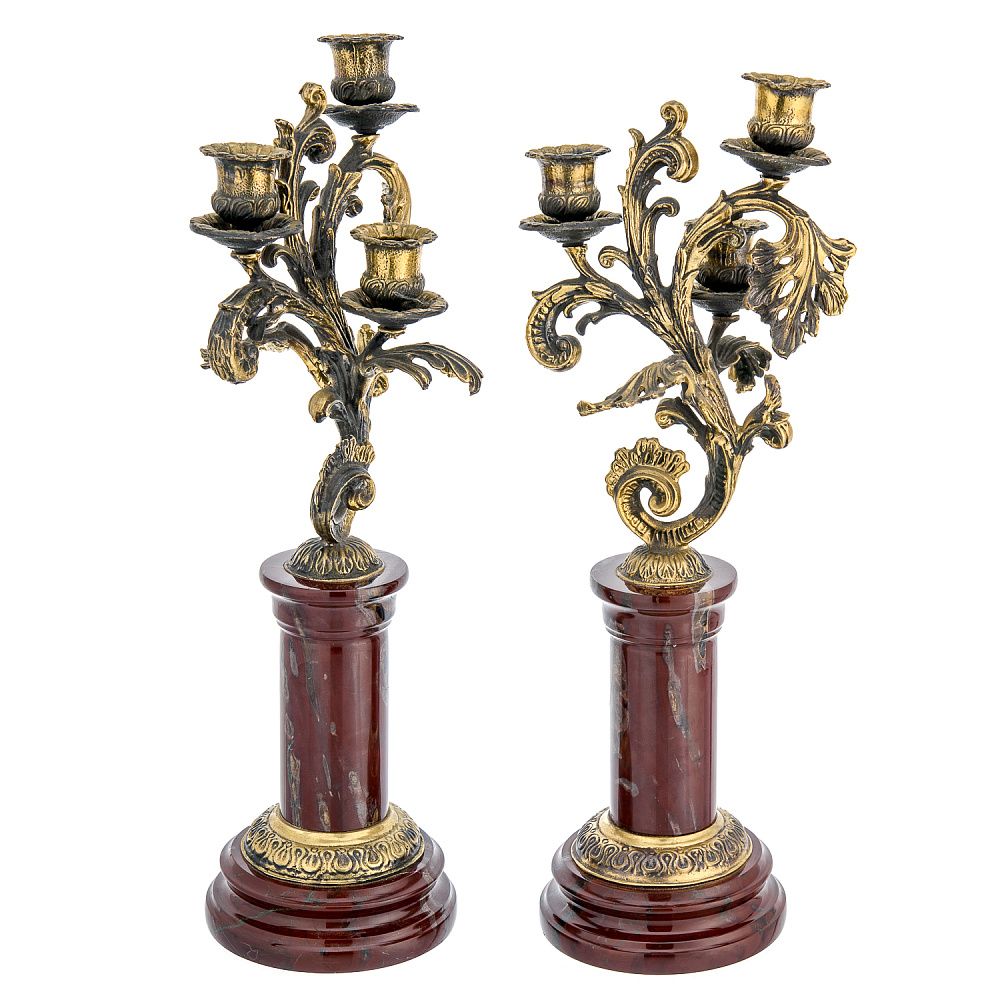 Набор из двух трехрожковых канделябров из натурального камня - интернет магазин Русь Велика я фото 8