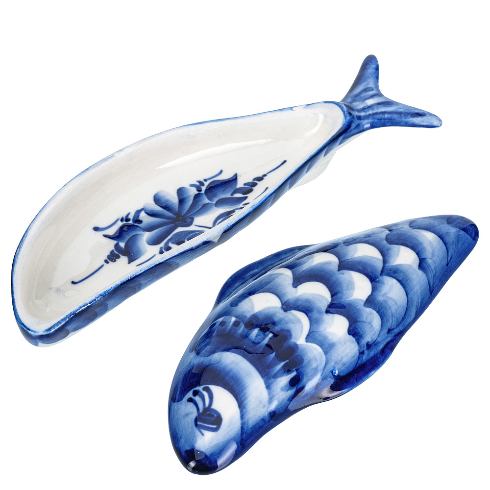 Икорница «Рыбка». Гжель - интернет магазин Русь Велика я фото 1