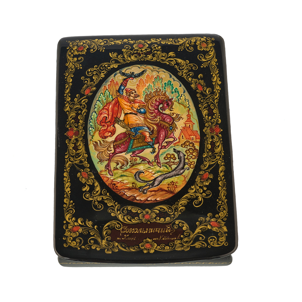 Шкатулка с художественной росписью «Сокольничий» - интернет магазин Русь Велика я 
